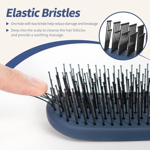 SHINLEA Slim Hair Brush for Fine Thin Thick Hair, Soft Double Nylon Bristles for Deep Detangling & Massage, Metal-Infused Luxury Gold Handle, Gift for Women Men Kids - Image 3