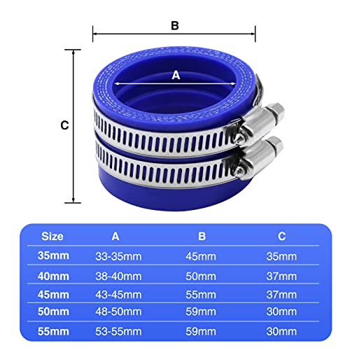 ZSDTRP 2PCS Motorcycle Carburetor Intake Manifold Interface Inlet Pipe Intake Manifold Rubber Carb Manifold Spare Part for Dirt Bike ATV Go Kart Motorcross （Blue 45mm) - Image 4