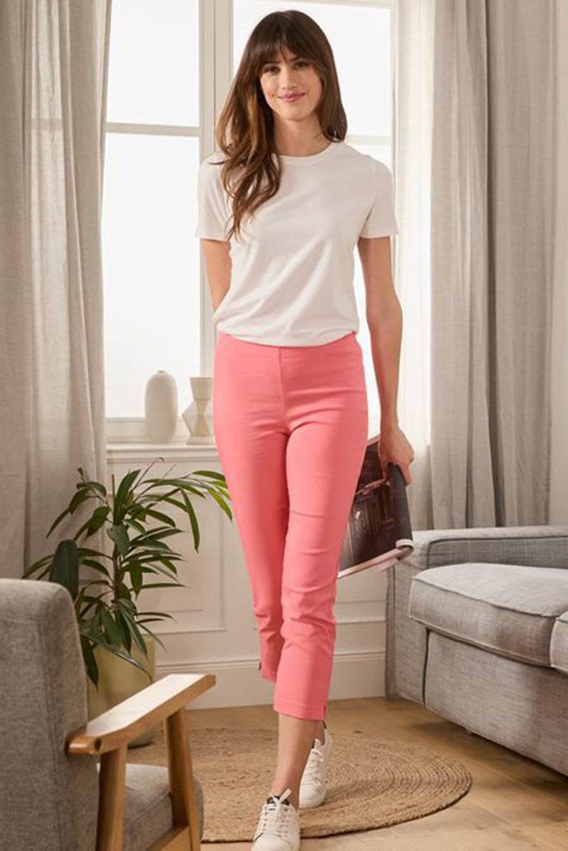 Tchibo Women Regular Fit 7/8 Stretch Plain Pants, Coral - Image 1