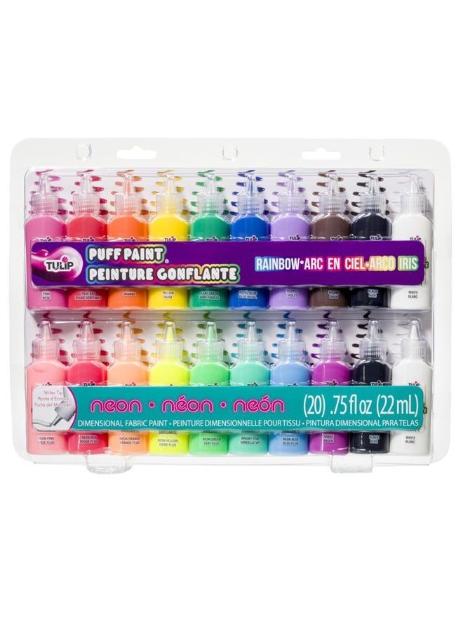 Tulip I Love To Create Dimensional Fabric Paint Set .75oz 20/Pkg-Rainbow & Neon - Image 1