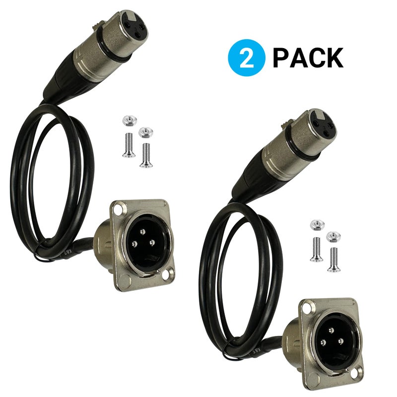 DIYTECH Premium XLR Pass Through Cable, No Solder, for Stage Box, Patch Panel, Floor Box - No Solder for Pro Audio Installations (Male to Female 2-Pack) - Image 2