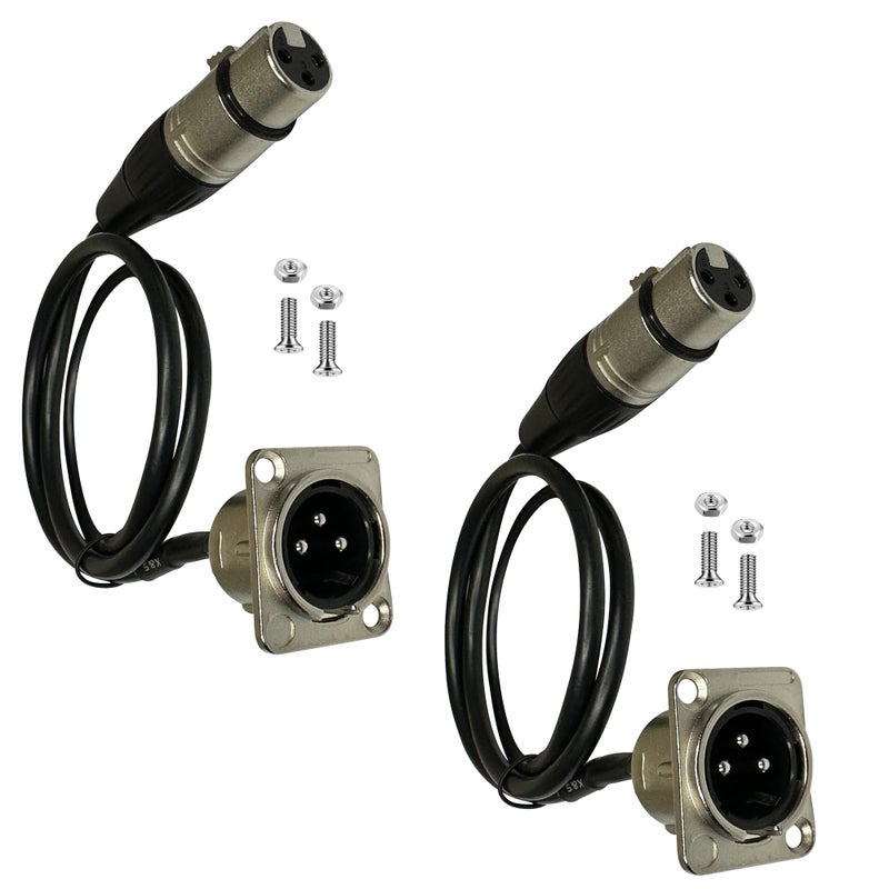DIYTECH Premium XLR Pass Through Cable, No Solder, for Stage Box, Patch Panel, Floor Box - No Solder for Pro Audio Installations (Male to Female 2-Pack) - Image 1