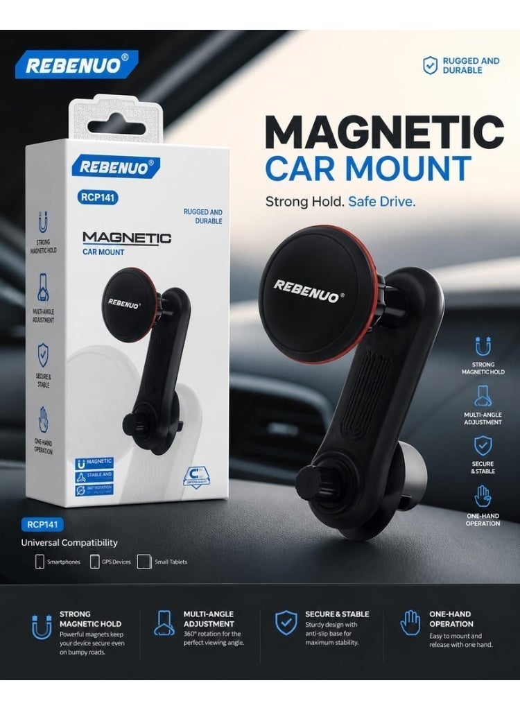 REBENUO RCP141 Magnetic Car Phone Holder for Air Vent Mounting, 360 Degree Rotation - Image 2