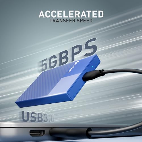 Cablet 2.5 Inch SATA USB 3.0 HDD/SSD Portable External Enclosure for 7mm and 9.5mm, Tool-Free Design, Supports UASP Max 6TB (HD2577-U3-BL) - Image 2