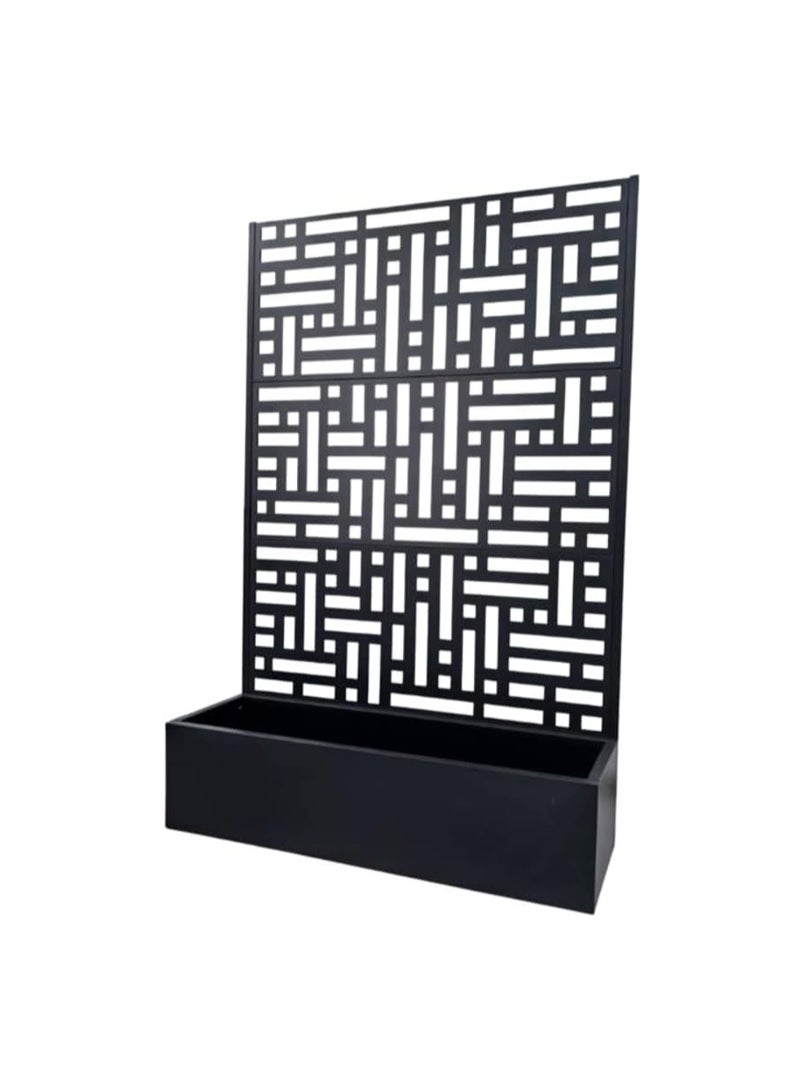 ماركة غير محددة سرير حديقة معدني مرتفع مع تعريشة وشاشة خصوصية – صندوق زراعة خارجي 120x38x180 سم مع دعم للتسلق – جدار خصوصية فناء مع شاشة مستطيلة – أسود  - Image 1