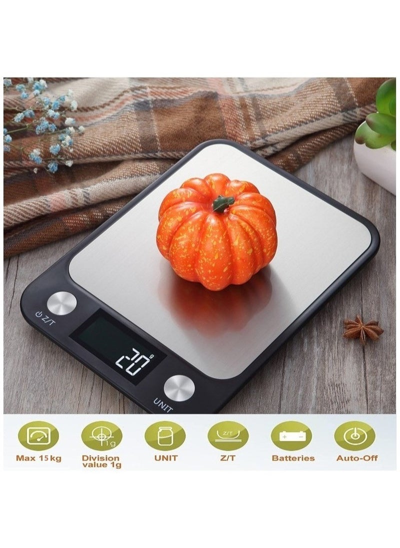 PENG GENERAL Digital Kitchen Food Scale 15kg Black 16.5X1.9X22.5 centimetres  - Image 2