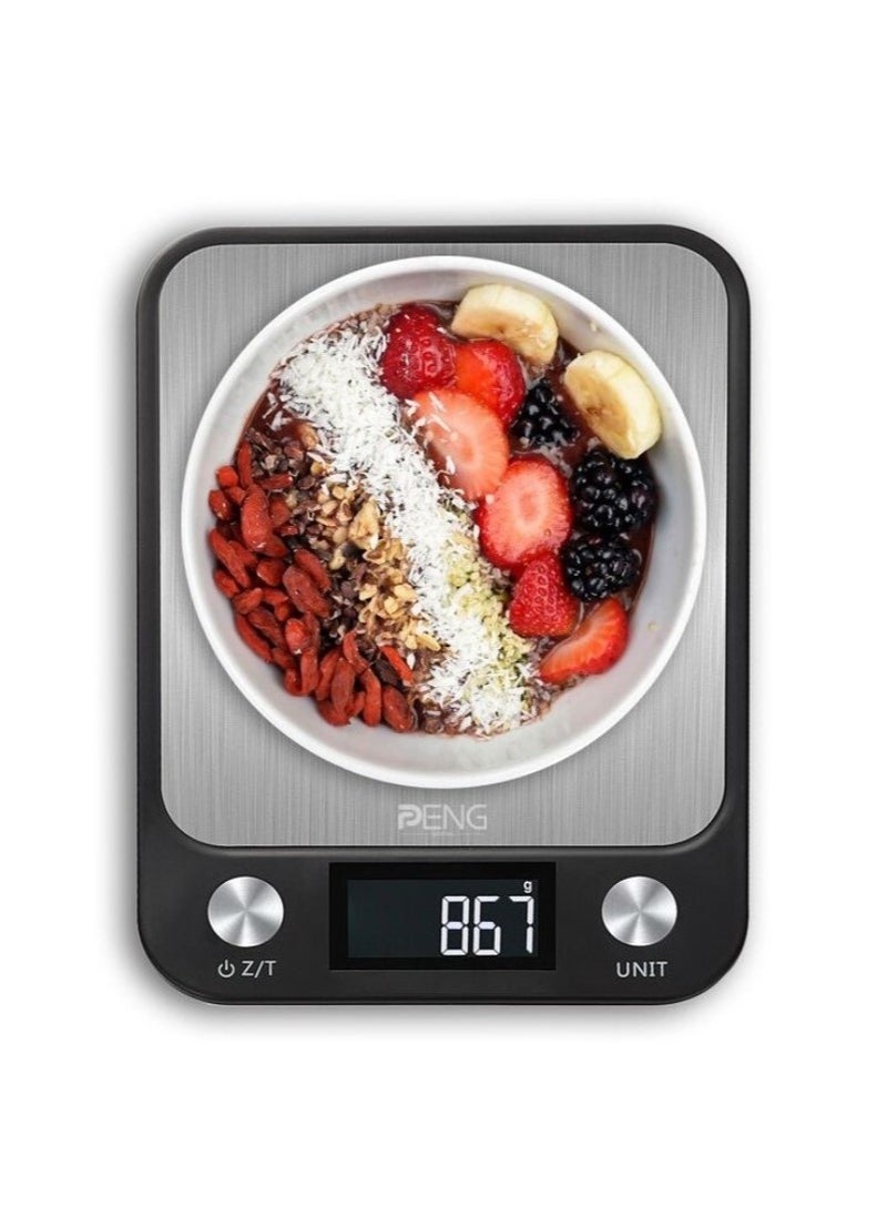 PENG GENERAL Digital Kitchen Food Scale 15kg Black 16.5X1.9X22.5 centimetres  - Image 1