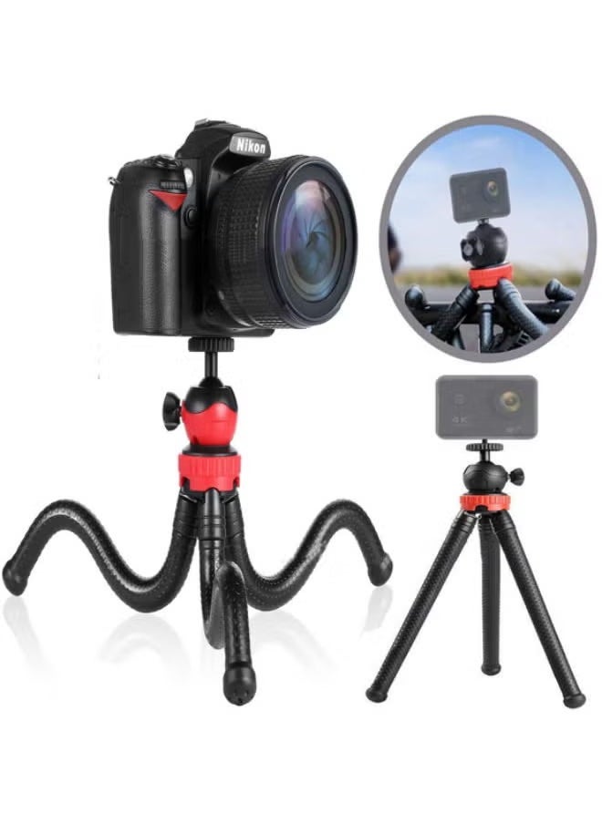 SHOPI - 2in1 Flexible Tripod Stand with Cell Phone holder for iPhone 8 7 6 6s, Android Phone, Gopro and Digital DSLR Cameras - Image 1