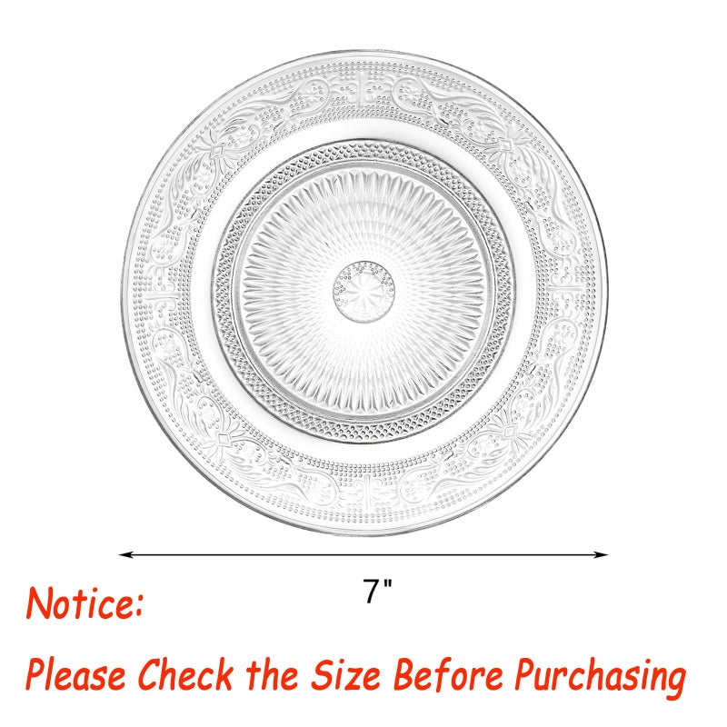Frcctre 12 Pack Glass Salad Plates, 7 Inches Small Glass Dessert Plates Fruit Plate Appetizer Snack Plate Glasses Dinnerware Set with Beautiful Carved Pattern - Image 2