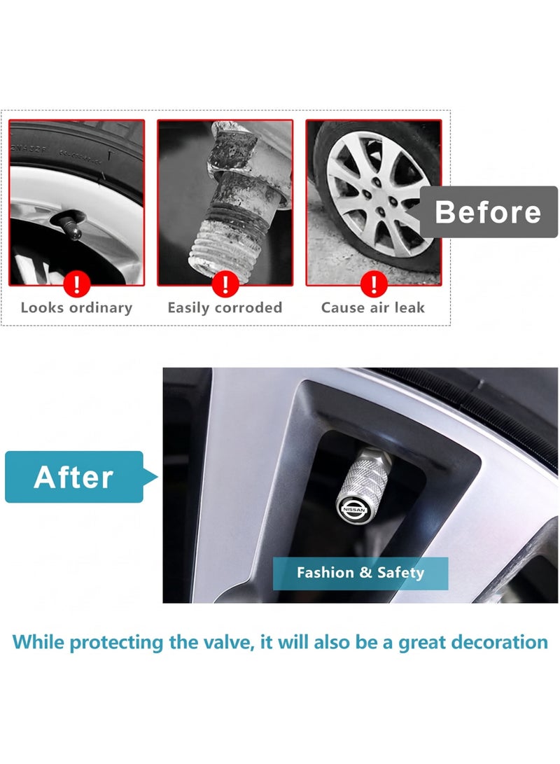 Car Valve Cap Decorative Dustproof Tire Valve Stem Caps (4pcs) Accessories For Nissan Altima X-trail Qashqai Note Juke Patrol - Image 4