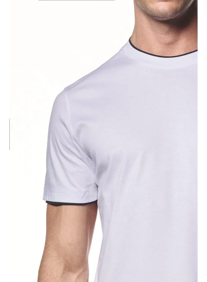 Liwali  Contrast Detailed Cotton Modal T-Shirt. for Men | Best Price UAE