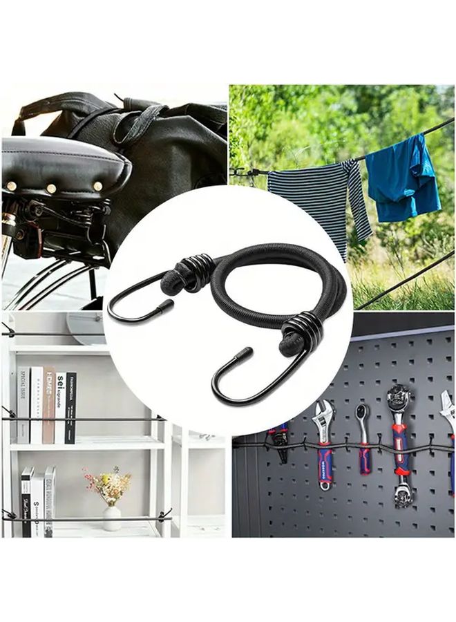 4pcs Black Bungee Straps With Hooks Durable Elastic Cord For Motorcycle Truck Camping - Image 4