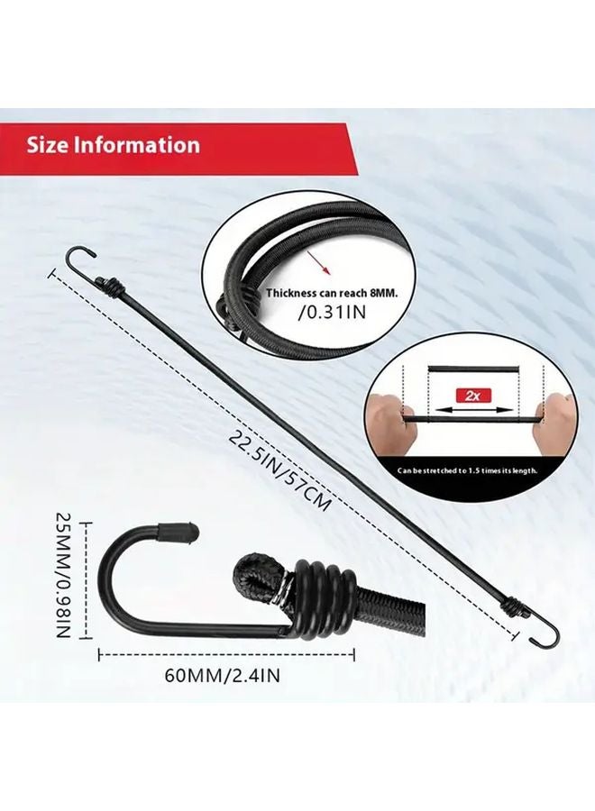 4pcs Black Bungee Straps With Hooks Durable Elastic Cord For Motorcycle Truck Camping - Image 5