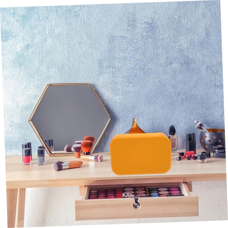 Large Capacity Silicone Makeup Pouch With Zipper Portable Travel Toiletry Organizer Bag For Cosmetics And Brushes Orange - Image 4