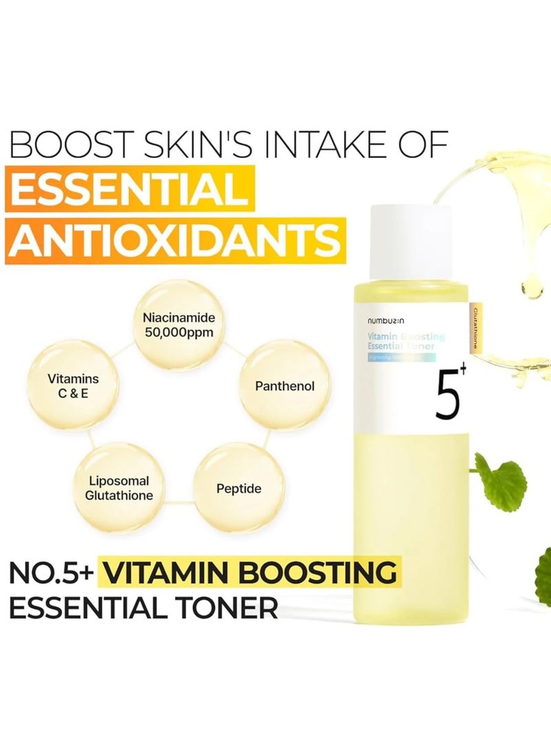 numbuzin Numbuzin No.5+ Vitamin Boosting Essential Toner - Niacinamide-Powered Toner for Hyperpigmentation Brightening, Antioxidant Protection, and Gentle Care 200ml  - Image 3