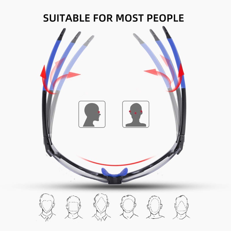 Rockbros نظارات شمسية رياضية من ROCKBROS للرجال والنساء بتقنية تغيير اللون وحماية من الأشعة فوق البنفسجية للرياضات الخارجية باللون الأسود والأزرق - Image 3