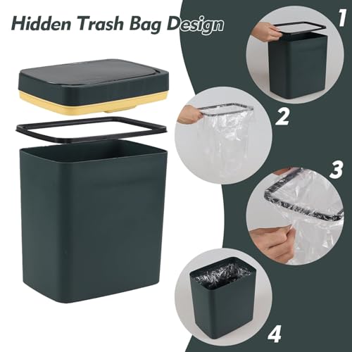 House of Quirk Plastic Automatic Bathroom Trash Can, Smart Garbage Can with Lid Small Bin, Motion Sensor BIN Touchless, Kitchen Trash Can Slim Waste Basket (18Litre, Green) - Image 4