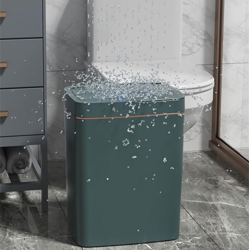 House of Quirk Plastic Automatic Bathroom Trash Can, Smart Garbage Can with Lid Small Bin, Motion Sensor BIN Touchless, Kitchen Trash Can Slim Waste Basket (18Litre, Green) - Image 2