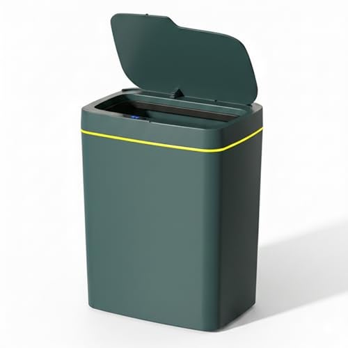House of Quirk Plastic Automatic Bathroom Trash Can, Smart Garbage Can with Lid Small Bin, Motion Sensor BIN Touchless, Kitchen Trash Can Slim Waste Basket (18Litre, Green) - Image 1