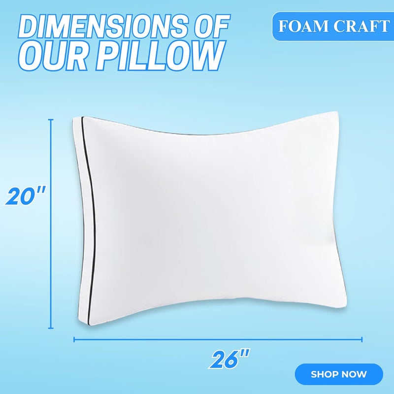 FOAM CRAFT® Hotel Quality Gusseted Bed Pillows - Standard (20" X 26") - Pack of 2 for Back, Side, and Stomach Sleepers - Image 2