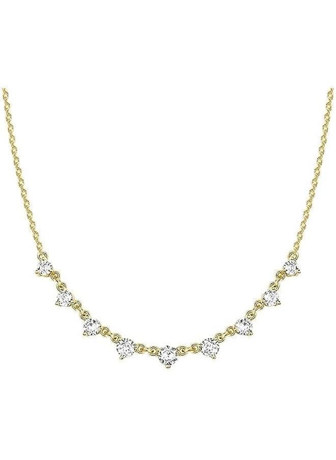 PAVOI - 14K Gold Plated Station Necklace - Simulated Diamond BTY Layering Necklaces - Womens CZ Chain - Image 1
