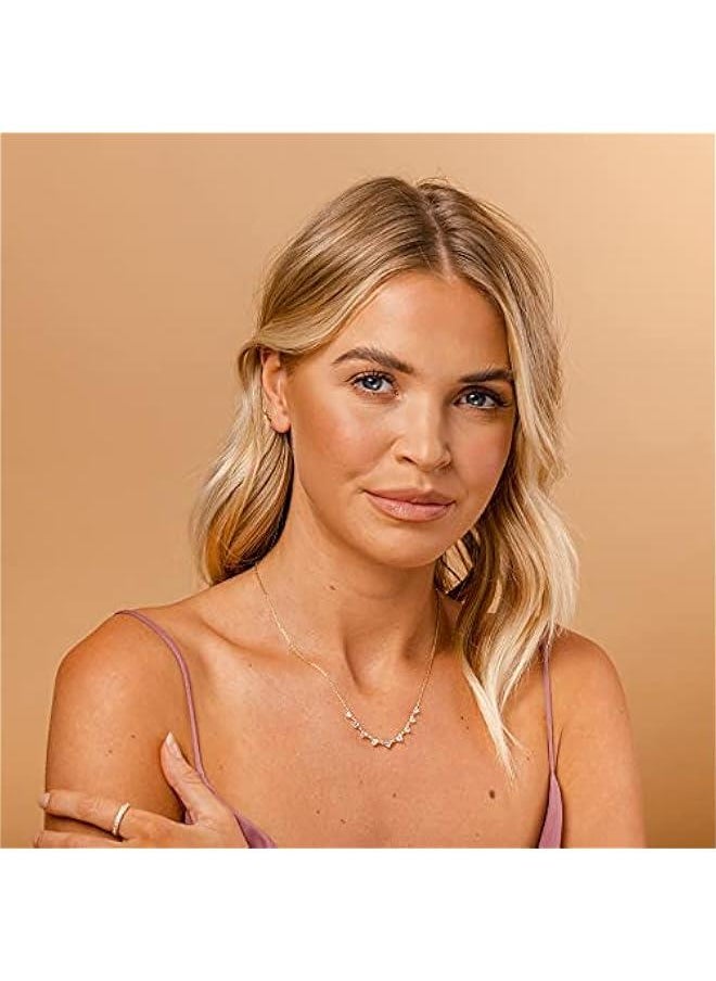 PAVOI - 14K Gold Plated Station Necklace - Simulated Diamond BTY Layering Necklaces - Womens CZ Chain - Image 1