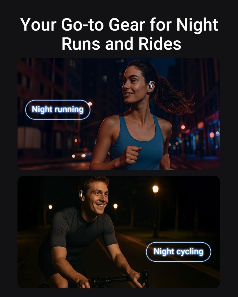ACEFAST سماعات أذن ACEFAST AceFit Pro المفتوحة، وضع الأمان الليلي للرياضة، صوت جهير قوي، 7.6 جرام راحة فائقة، بلوتوث 5.4، 30 ساعة من وقت التشغيل مع شاشة رقمية، سماعات رياضية IP54 للجري والتمارين - Image 5