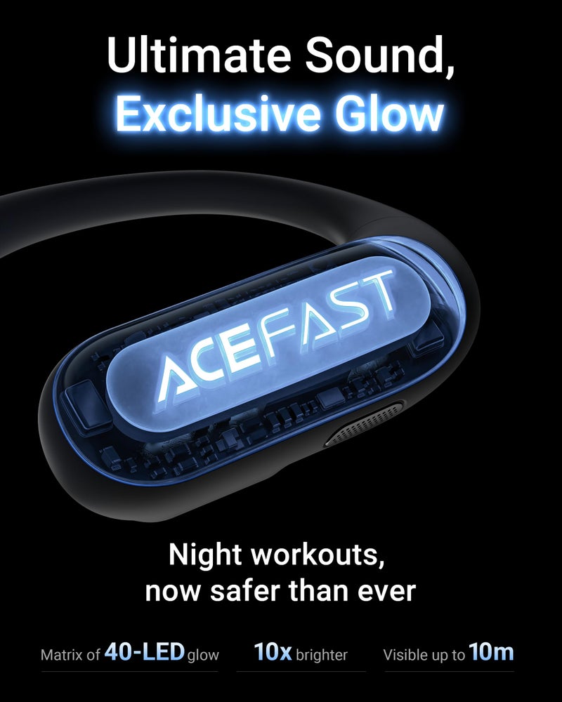 ACEFAST سماعات أذن ACEFAST AceFit Pro المفتوحة، وضع الأمان الليلي للرياضة، صوت جهير قوي، 7.6 جرام راحة فائقة، بلوتوث 5.4، 30 ساعة من وقت التشغيل مع شاشة رقمية، سماعات رياضية IP54 للجري والتمارين - Image 2