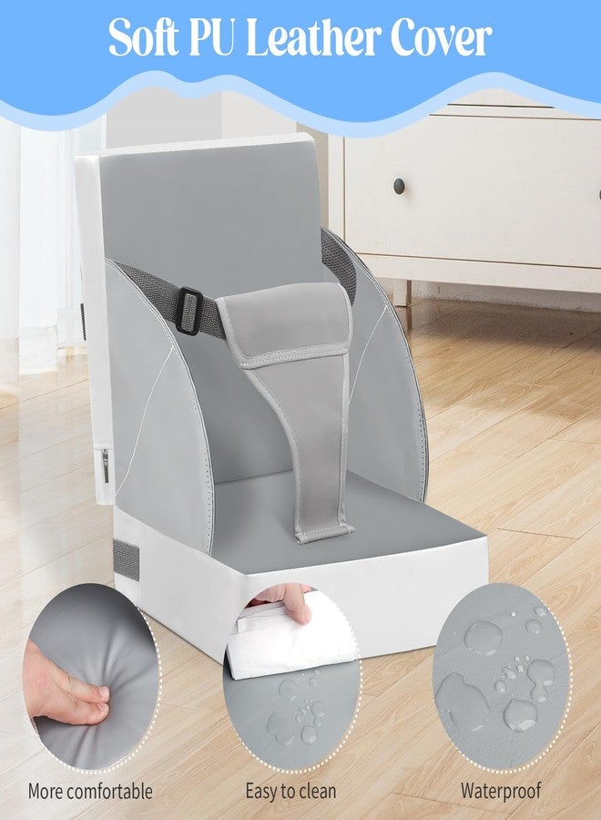KOXUIUF Toddler Booster Seat for Kitchen Chair Dining Table, PU Waterproof Strong Support Portable Booster Chair for Toddlers Eating, Easy Cleaning Booster Seat Cushion Detachable with Adjustable Straps - Image 3