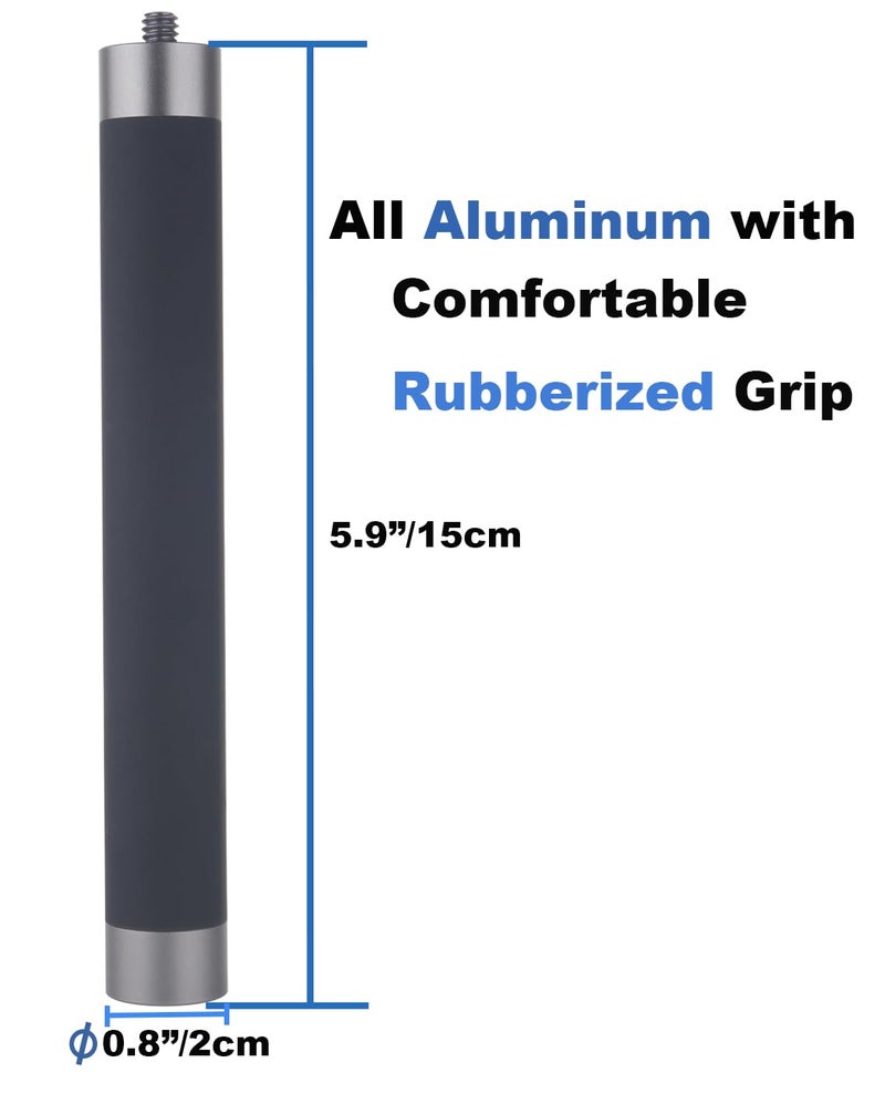 Rigdance 1/4" Thread Extension Aluminium Rod Mount, Camera Extension Rod for Dash Cam, Action Cameras, 15cm/5.9 inch Long with 1/4" Male Female Thread - Image 3