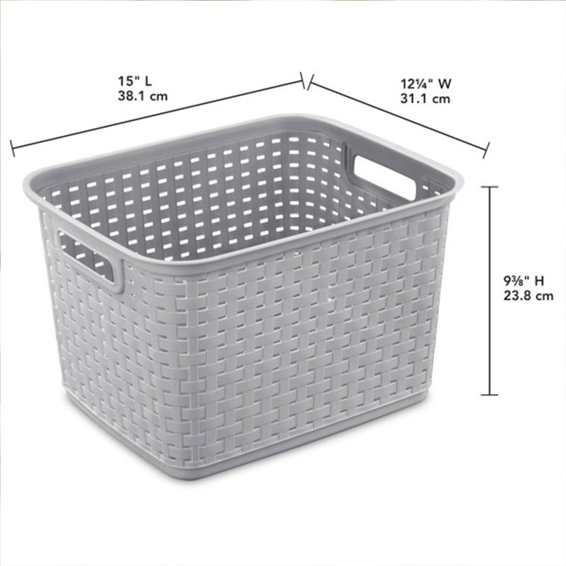 Sterilite 6-Pack Tall Weave Basket, Woven Plastic Storage Baskets for Organization, Cement Gray - Organizing Bin Containers with Handles for Bedroom, Bathroom, Dorm, Laundry Room, and Closet - Image 2