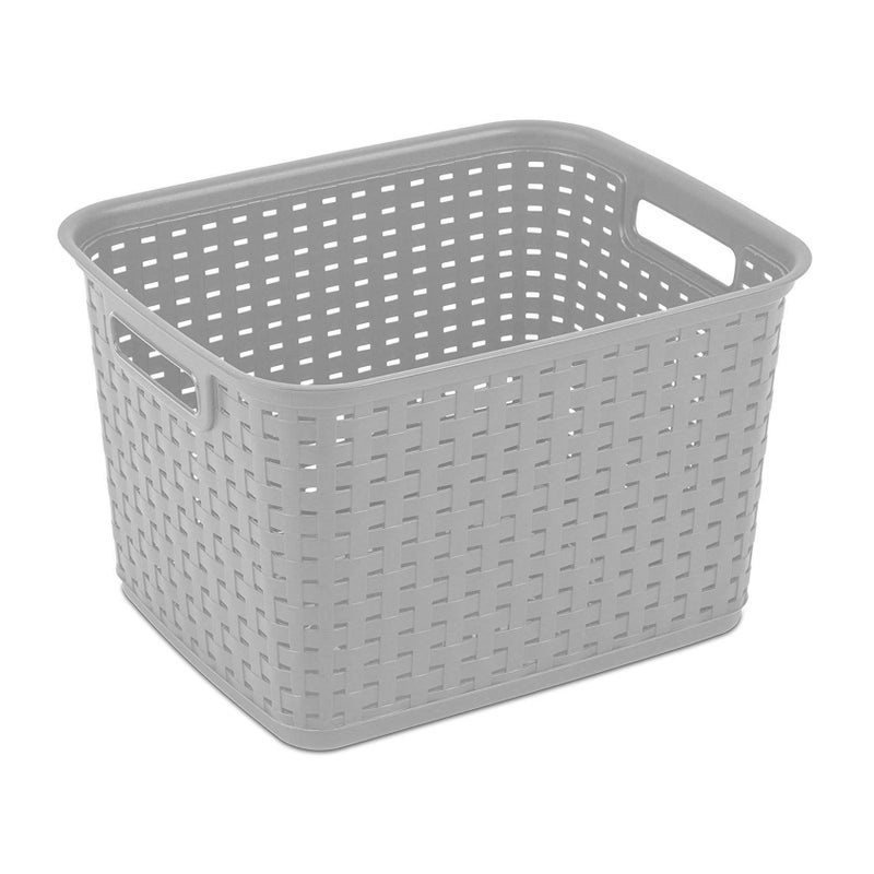 Sterilite 6-Pack Tall Weave Basket, Woven Plastic Storage Baskets for Organization, Cement Gray - Organizing Bin Containers with Handles for Bedroom, Bathroom, Dorm, Laundry Room, and Closet - Image 4