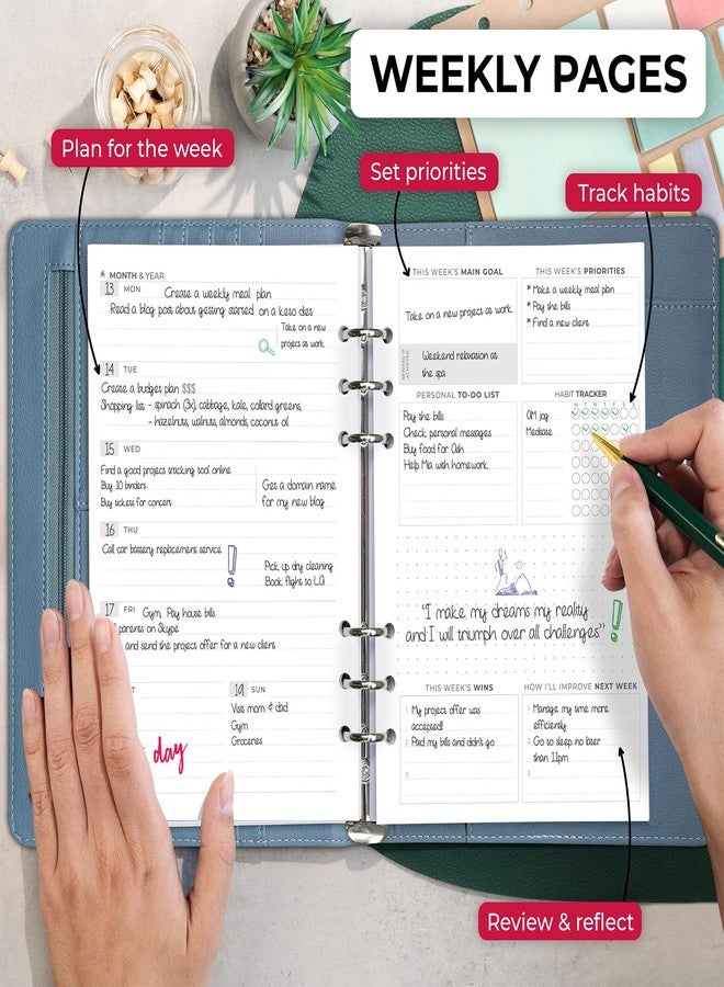 Clever Fox Weekly Planner Binder - Goal Setting Planner for Time Management & Weekly Tasks - Work & Life Organizer with To Do List & Habit Tracker - Undated, 7″ x 9″ Hardcover (Windy Blue) - Image 3
