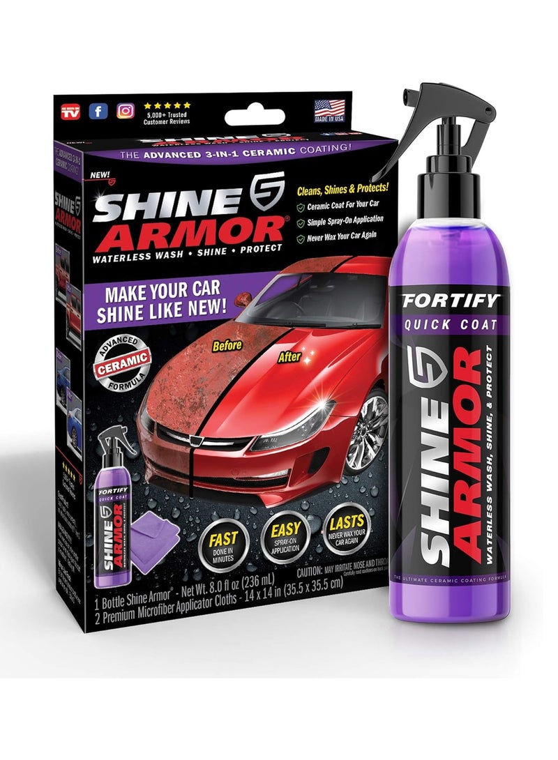 SHINE ARMOR Shine Armor Fortify Quick Coat Ceramic Coating - Car Wax Spray - Waterless Car Wash & Wax - Hydrophobic Top Coat Polish & Polymer Paint Sealant Protection - Image 1