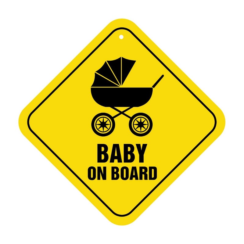 Fratelli Baby On Board -Weatherproof Car Safety Sign indicating a Baby/Infant/Caring Mother on Board-Enhance Road Visibility & Safety-17X17 Cm Size (Stroller) - Image 2
