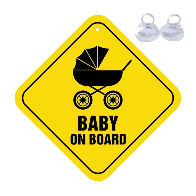 Fratelli Baby On Board -Weatherproof Car Safety Sign indicating a Baby/Infant/Caring Mother on Board-Enhance Road Visibility & Safety-17X17 Cm Size (Stroller) - Image 1