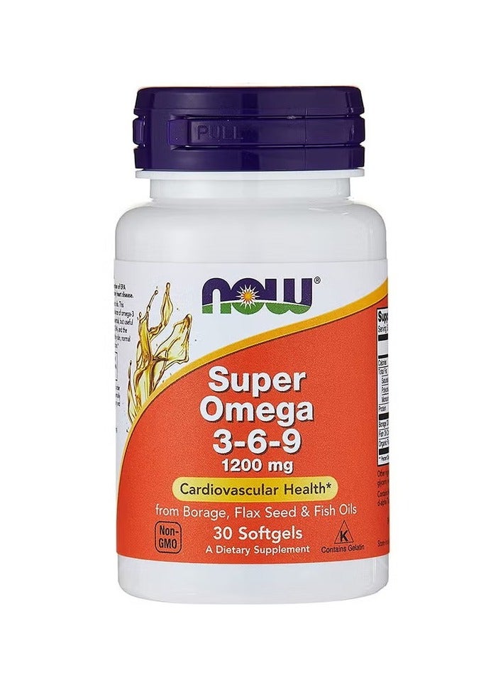now Super Omega 3-6-9 1200 Mg 30 Softgels - Image 1