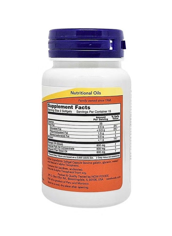 now Super Omega 3-6-9 1200 Mg 30 Softgels - Image 2