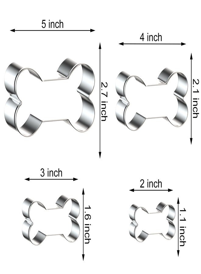 QAAQS Dog Bone Cookie Cutters Shapes for Dog Treats Assorted Sizes - 5 inch, 4 inch, 3 inch, 2 inch - Extra Large, Small, Mini Cookie Cutter Set - Stainless Steel - Image 2