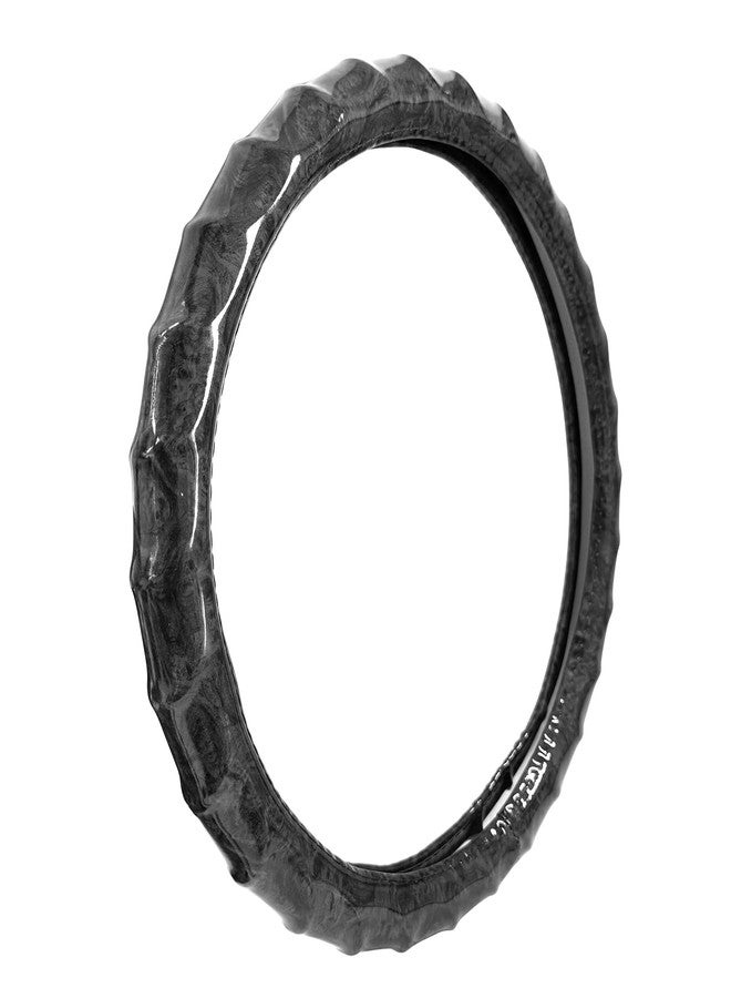 LSAUTO Wood Grain Steering Wheel Cover - Comfortable Grip, Artistic Design, Easy to Install, Universal Fit for Cars, Trucks, Vans & SUVs (Black) - Image 2
