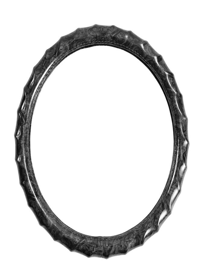 LSAUTO Wood Grain Steering Wheel Cover - Comfortable Grip, Artistic Design, Easy to Install, Universal Fit for Cars, Trucks, Vans & SUVs (Black) - Image 1
