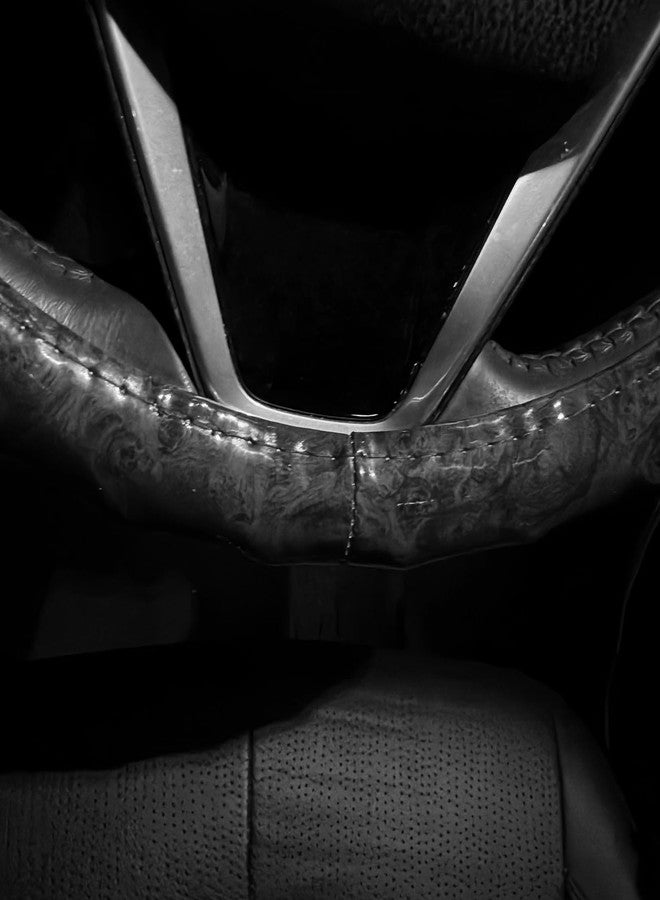 LSAUTO Wood Grain Steering Wheel Cover - Comfortable Grip, Artistic Design, Easy to Install, Universal Fit for Cars, Trucks, Vans & SUVs (Black) - Image 5