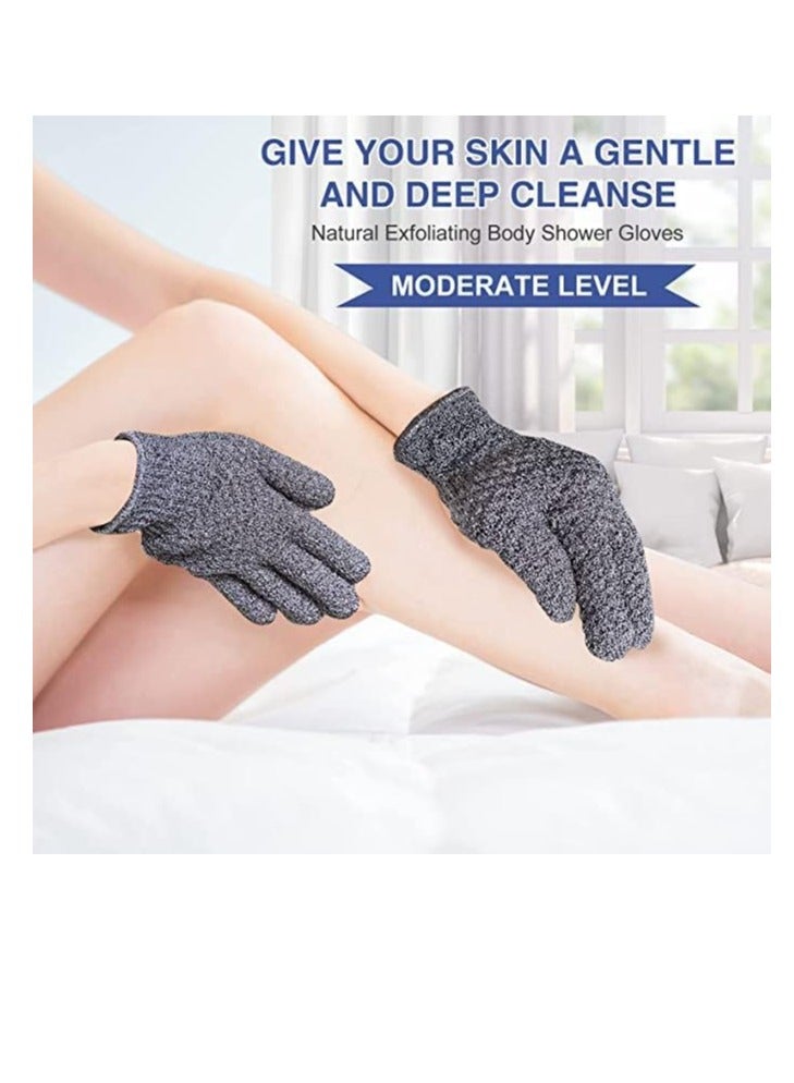 Yiclick 6Pairs Heavy Exfoliating Gloves,Body Scrub Exfoliator for Dead Skin Remover,Exfoliating Body Scrubber for Bath Shower Exfoliation,Exfoliate Sponge Loofah Washcloth Mitt Men Women Grey - Image 2