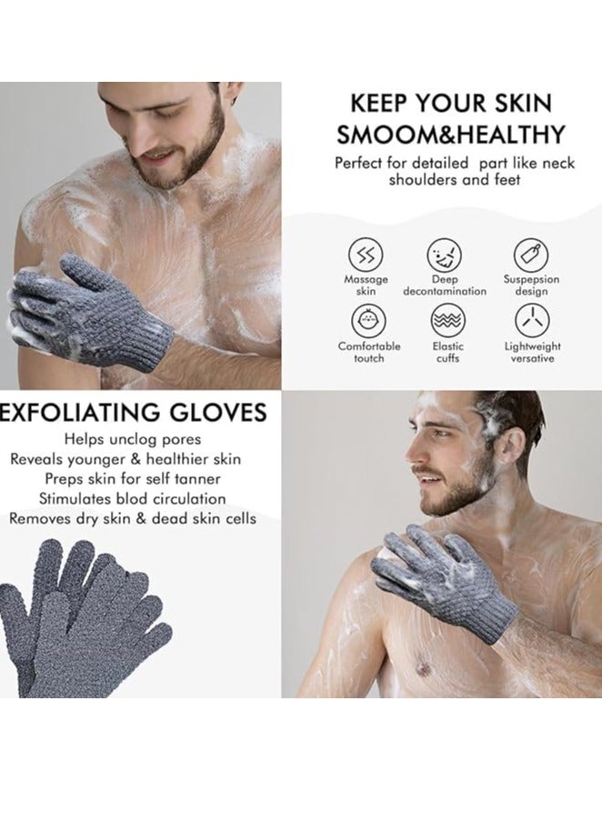 Yiclick 6Pairs Heavy Exfoliating Gloves,Body Scrub Exfoliator for Dead Skin Remover,Exfoliating Body Scrubber for Bath Shower Exfoliation,Exfoliate Sponge Loofah Washcloth Mitt Men Women Grey - Image 3