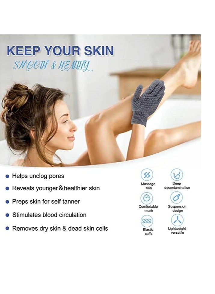 Yiclick 6Pairs Heavy Exfoliating Gloves,Body Scrub Exfoliator for Dead Skin Remover,Exfoliating Body Scrubber for Bath Shower Exfoliation,Exfoliate Sponge Loofah Washcloth Mitt Men Women Grey - Image 4
