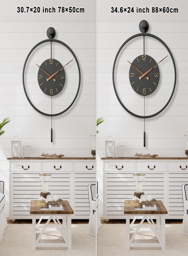 Pytha Sight 20 Inch Pendulum Wall Clock Large Metal Arabic Wall Clocks for Living Room Decor - Image 3