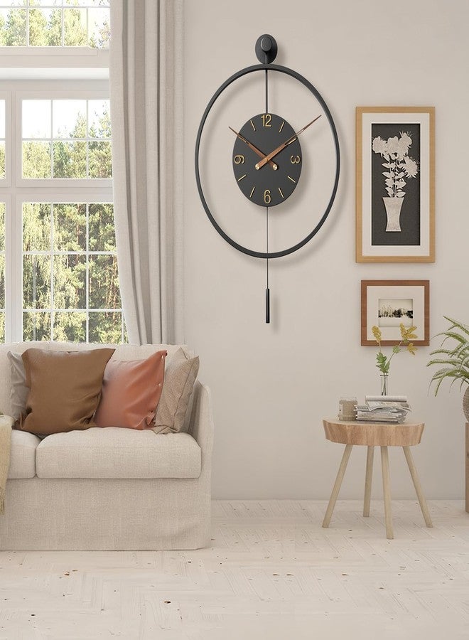 Pytha Sight 20 Inch Pendulum Wall Clock Large Metal Arabic Wall Clocks for Living Room Decor - Image 5