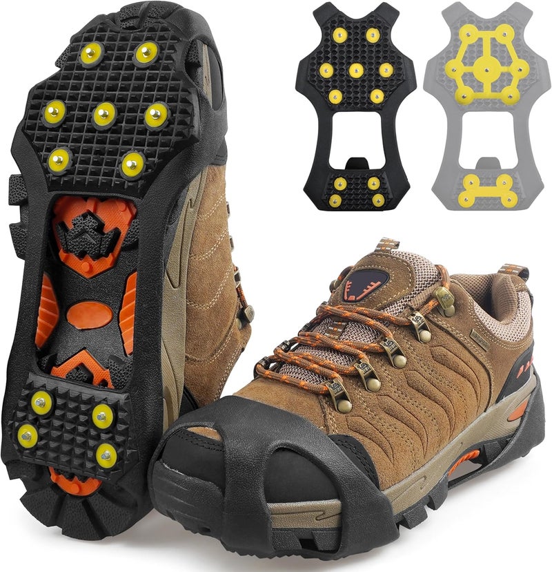 SILANON Ice Snow Cleats for Shoes and Boots,Walk Traction Cleats Crampons Anti Slip 11 Studs Ice Snow Grippers Over Shoe for Men Women Walking on Snow Ice - Image 1