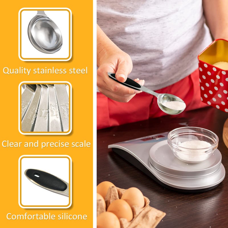 LEIFENY 1PCS 1 Tbsp(3tsp, 1/2oz, 15ml) Single Measuring Spoon with Black Silicone Grip, Stainless Steel Individual Measure Scoop Only - Image 3