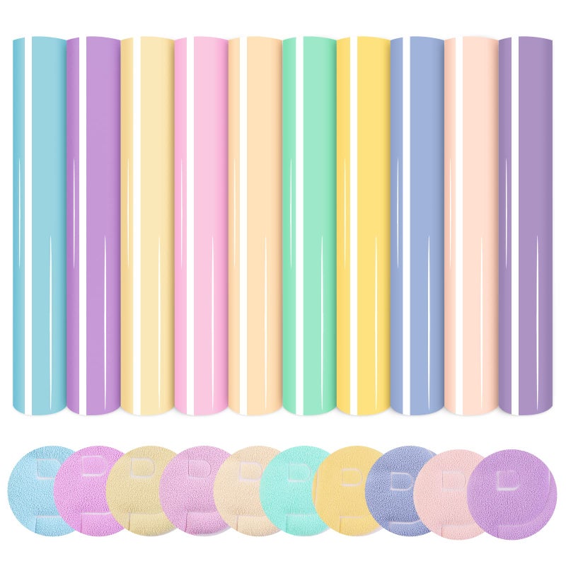 Tintnut 3D Puff Vinyl Heat Transfer - 10 Sheets 12inches X 10inches Pastel Puff HTV Puff Heat Transfer Vinyl 3D Puffy Iron On Vinyl for T-Shirts DIY Compatible with Cricut Or Silhoutte Cameo - Image 1